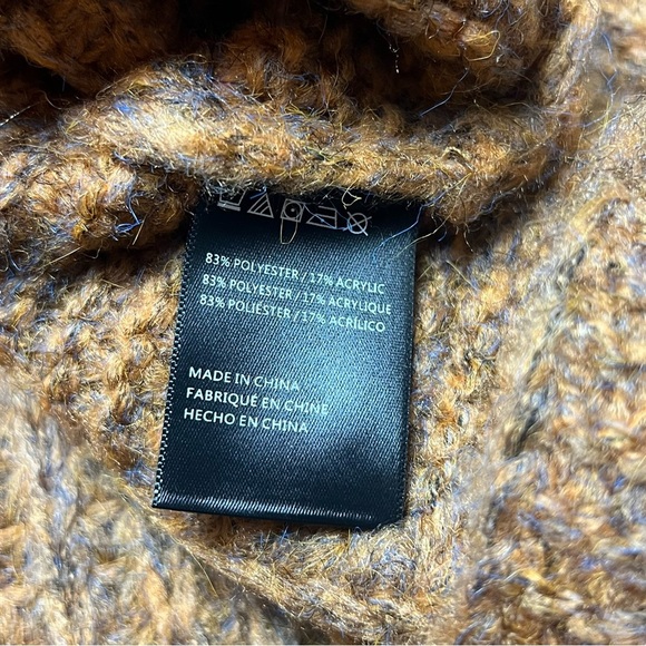 Anthropologie Women's Marled Fringe Poncho ONESIZE Bronze Knit Frontier - Picture 6 of 8